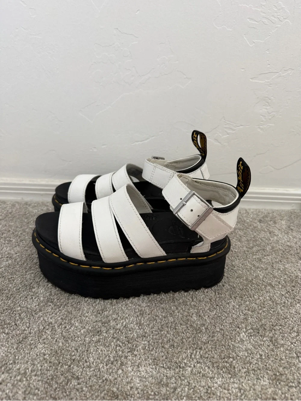 Dr. Martens Blaire Quad Platform Sandals White Leather Women’s US 5 / EU 36